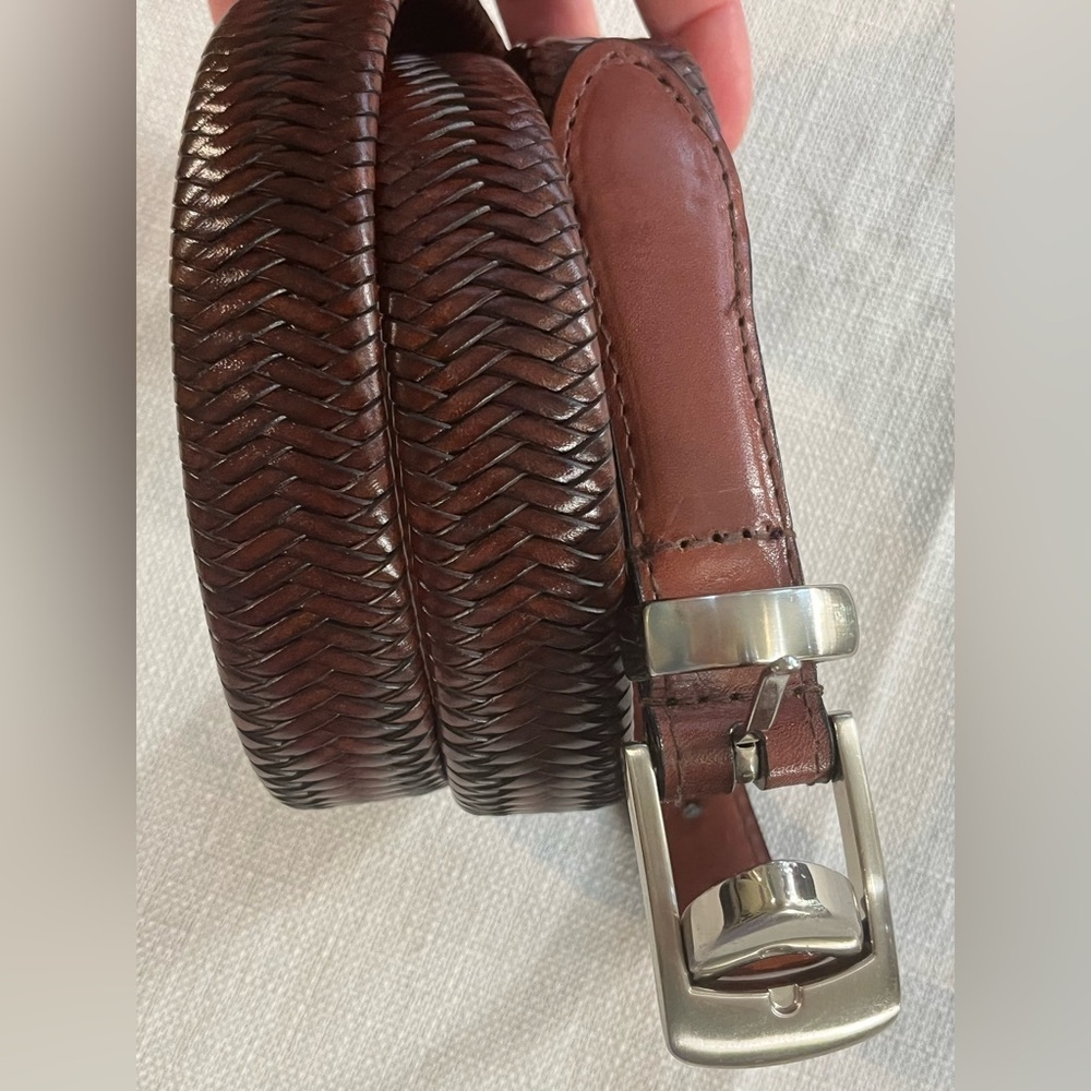 Genuine Leather Braided Brown Leather Men's Belt 48” Like New